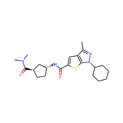 Cc1nn(C2CCCCC2)c2sc(C(=O)N[C@@H]3CC[C@@H](C(=O)N(C)C)C3)cc12 ZINC000114711163