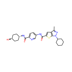 Cc1nn(C2CCCCC2)c2sc(C(=O)Nc3ccc(C(=O)N[C@H]4CC[C@H](O)CC4)nc3)cc12 ZINC000261155854