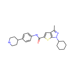 Cc1nn(C2CCCCC2)c2sc(C(=O)Nc3ccc(C4CCNCC4)cc3)cc12 ZINC000114711412
