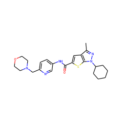 Cc1nn(C2CCCCC2)c2sc(C(=O)Nc3ccc(CN4CCOCC4)nc3)cc12 ZINC000114712087