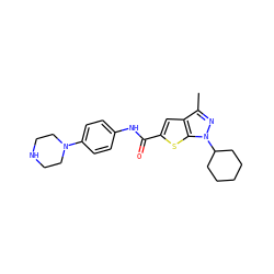 Cc1nn(C2CCCCC2)c2sc(C(=O)Nc3ccc(N4CCNCC4)cc3)cc12 ZINC000114711362