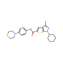 Cc1nn(C2CCCCC2)c2sc(C(=O)Nc3ccc(N4CCOCC4)cc3)cc12 ZINC000114715072