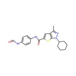 Cc1nn(C2CCCCC2)c2sc(C(=O)Nc3ccc(NC=O)cc3)cc12 ZINC000114713294