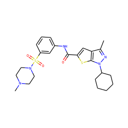 Cc1nn(C2CCCCC2)c2sc(C(=O)Nc3cccc(S(=O)(=O)N4CCN(C)CC4)c3)cc12 ZINC000114712594