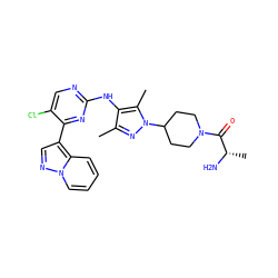 Cc1nn(C2CCN(C(=O)[C@H](C)N)CC2)c(C)c1Nc1ncc(Cl)c(-c2cnn3ccccc23)n1 ZINC000653887042