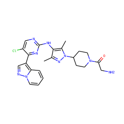 Cc1nn(C2CCN(C(=O)CN)CC2)c(C)c1Nc1ncc(Cl)c(-c2cnn3ccccc23)n1 ZINC000653887060