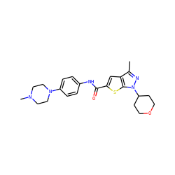 Cc1nn(C2CCOCC2)c2sc(C(=O)Nc3ccc(N4CCN(C)CC4)cc3)cc12 ZINC000114711896