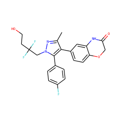 Cc1nn(CC(F)(F)CCO)c(-c2ccc(F)cc2)c1-c1ccc2c(c1)NC(=O)CO2 ZINC000200977822