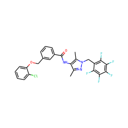 Cc1nn(Cc2c(F)c(F)c(F)c(F)c2F)c(C)c1NC(=O)c1cccc(COc2ccccc2Cl)c1 ZINC000002743902