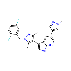 Cc1nn(Cc2cc(F)ccc2F)c(C)c1-c1c[nH]c2ncc(-c3cnn(C)c3)cc12 ZINC000096282978