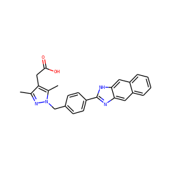 Cc1nn(Cc2ccc(-c3nc4cc5ccccc5cc4[nH]3)cc2)c(C)c1CC(=O)O ZINC001772618870