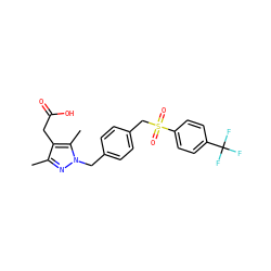 Cc1nn(Cc2ccc(CS(=O)(=O)c3ccc(C(F)(F)F)cc3)cc2)c(C)c1CC(=O)O ZINC000113987662