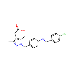 Cc1nn(Cc2ccc(NCc3ccc(Cl)cc3)cc2)c(C)c1CC(=O)O ZINC000113989949