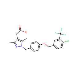 Cc1nn(Cc2ccc(OCc3ccc(Cl)c(C(F)(F)F)c3)cc2)c(C)c1CC(=O)O ZINC000168950205