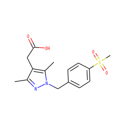 Cc1nn(Cc2ccc(S(C)(=O)=O)cc2)c(C)c1CC(=O)O ZINC000096270514