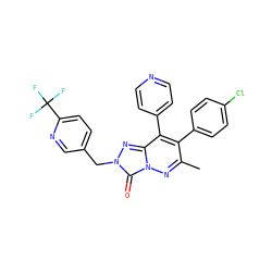Cc1nn2c(=O)n(Cc3ccc(C(F)(F)F)nc3)nc2c(-c2ccncc2)c1-c1ccc(Cl)cc1 ZINC000136025077