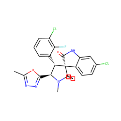 Cc1nnc([C@H]2[C@H](c3cccc(Cl)c3F)[C@]3(C(=O)Nc4cc(Cl)ccc43)C3(CCCCC3)N2C)o1 ZINC001772623723