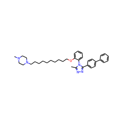 Cc1nnc(-c2ccc(-c3ccccc3)cc2)n1-c1ccccc1OCCCCCCCCCCN1CCN(C)CC1 ZINC000026576334