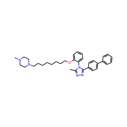 Cc1nnc(-c2ccc(-c3ccccc3)cc2)n1-c1ccccc1OCCCCCCCCN1CCN(C)CC1 ZINC000022925849