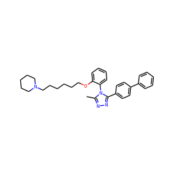 Cc1nnc(-c2ccc(-c3ccccc3)cc2)n1-c1ccccc1OCCCCCCN1CCCCC1 ZINC000026576205