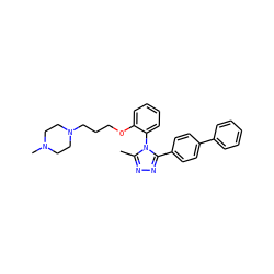 Cc1nnc(-c2ccc(-c3ccccc3)cc2)n1-c1ccccc1OCCCN1CCN(C)CC1 ZINC000022925827