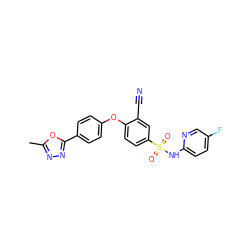 Cc1nnc(-c2ccc(Oc3ccc(S(=O)(=O)Nc4ccc(F)cn4)cc3C#N)cc2)o1 ZINC000095582913