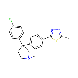Cc1nnc(-c2ccc3c(c2)CN2CCC3(c3ccc(Cl)cc3)CC2)s1 ZINC000114347761