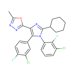 Cc1nnc(-c2nc(C3CCCCC3)n(-c3cccc(Cl)c3F)c2-c2ccc(F)c(Cl)c2)o1 ZINC000116171201