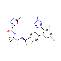 Cc1nnc(C(=O)NC2(C(=O)N[C@@H]3CSc4cc(-c5cc(Cl)cc(F)c5-c5nnn(C)n5)ccc43)CC2)o1 ZINC000142250037