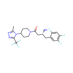 Cc1nnc(C(F)(F)F)n1C1CCN(C(=O)C[C@H](N)Cc2cc(F)c(F)cc2F)CC1 ZINC000299852382