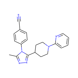 Cc1nnc(C2CCN(c3ccccn3)CC2)n1-c1ccc(C#N)cc1 ZINC000072123181