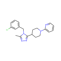 Cc1nnc(C2CCN(c3ccccn3)CC2)n1Cc1cccc(Cl)c1 ZINC000038932702