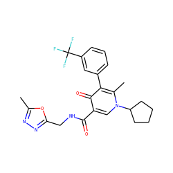 Cc1nnc(CNC(=O)c2cn(C3CCCC3)c(C)c(-c3cccc(C(F)(F)F)c3)c2=O)o1 ZINC000149807465
