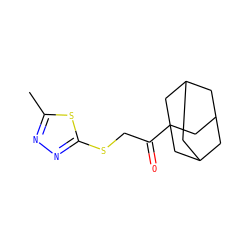 Cc1nnc(SCC(=O)C23CC4CC(CC(C4)C2)C3)s1 ZINC000005053888