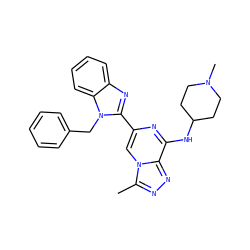 Cc1nnc2c(NC3CCN(C)CC3)nc(-c3nc4ccccc4n3Cc3ccccc3)cn12 ZINC000209367115