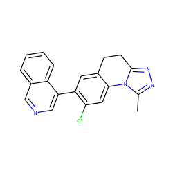 Cc1nnc2n1-c1cc(Cl)c(-c3cncc4ccccc34)cc1CC2 ZINC000095586010