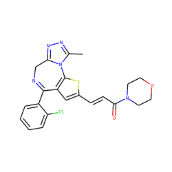 Cc1nnc2n1-c1sc(/C=C/C(=O)N3CCOCC3)cc1C(c1ccccc1Cl)=NC2 ZINC000013821399