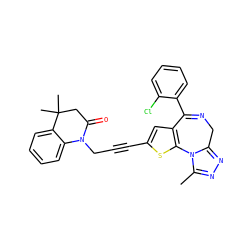 Cc1nnc2n1-c1sc(C#CCN3C(=O)CC(C)(C)c4ccccc43)cc1C(c1ccccc1Cl)=NC2 ZINC000028228197