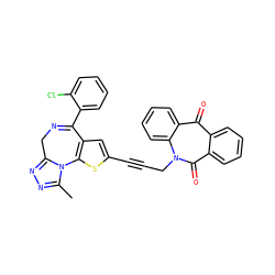 Cc1nnc2n1-c1sc(C#CCn3c(=O)c4ccccc4c(=O)c4ccccc43)cc1C(c1ccccc1Cl)=NC2 ZINC000028236692