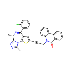 Cc1nnc2n1-c1sc(C#CCn3c(=O)c4ccccc4c4ccccc43)cc1C(c1ccccc1Cl)=N[C@H]2C ZINC000028229075