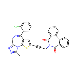 Cc1nnc2n1-c1sc(C#CCn3c(=O)c4ccccc4c4ccccc4c3=O)cc1C(c1ccccc1Cl)=NC2 ZINC000028236687