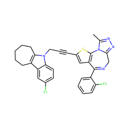 Cc1nnc2n1-c1sc(C#CCn3c4c(c5cc(Cl)ccc53)CCCCC4)cc1C(c1ccccc1Cl)=NC2 ZINC000028236374