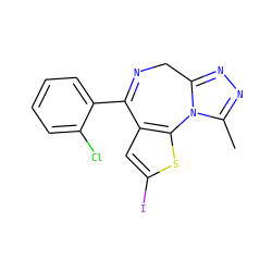 Cc1nnc2n1-c1sc(I)cc1C(c1ccccc1Cl)=NC2 ZINC000013821116