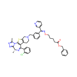 Cc1nnc2n1-c1sc3c(c1C(c1ccccc1Cl)=N[C@@H]2C)CCN(Cc1cccc(/C(=N\OCCCCC(=O)OCc2ccccc2)c2cccnc2)c1)C3 ZINC000095612230