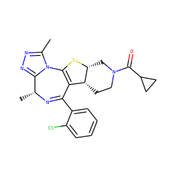 Cc1nnc2n1C1=C(C(c3ccccc3Cl)=N[C@@H]2C)[C@H]2CCN(C(=O)C3CC3)C[C@H]2S1 ZINC000026151796