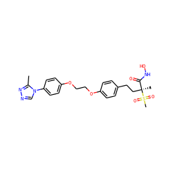Cc1nncn1-c1ccc(OCCOc2ccc(CC[C@@](C)(C(=O)NO)S(C)(=O)=O)cc2)cc1 ZINC000169686548
