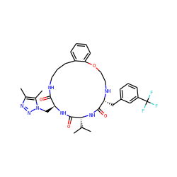 Cc1nnn(C[C@@H]2NC(=O)[C@@H](C(C)C)NC(=O)[C@@H](Cc3cccc(C(F)(F)F)c3)NCCOc3ccccc3CCCNC2=O)c1C ZINC000028823470