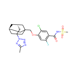 Cc1nnn(C23C[C@H]4C[C@@H](CC(COc5cc(F)c(C(=O)NS(C)(=O)=O)cc5Cl)(C4)C2)C3)n1 ZINC000225255247
