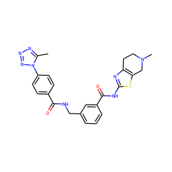Cc1nnnn1-c1ccc(C(=O)NCc2cccc(C(=O)Nc3nc4c(s3)CN(C)CC4)c2)cc1 ZINC000167950667