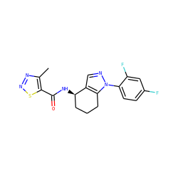 Cc1nnsc1C(=O)N[C@@H]1CCCc2c1cnn2-c1ccc(F)cc1F ZINC000012387530